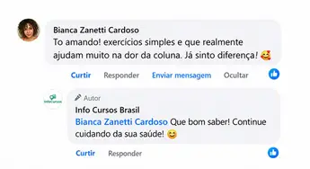 Captura de tela de depoimento de cliente